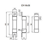 Запобіжник циліндричний плавкий 8A gBat 10x38мм 550В DC [2626008] CH ETI, фото 3