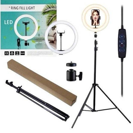 Кільцева LED лампа Ring Fill Light 33 см + штатив 2 м Набір блогера, фото 1