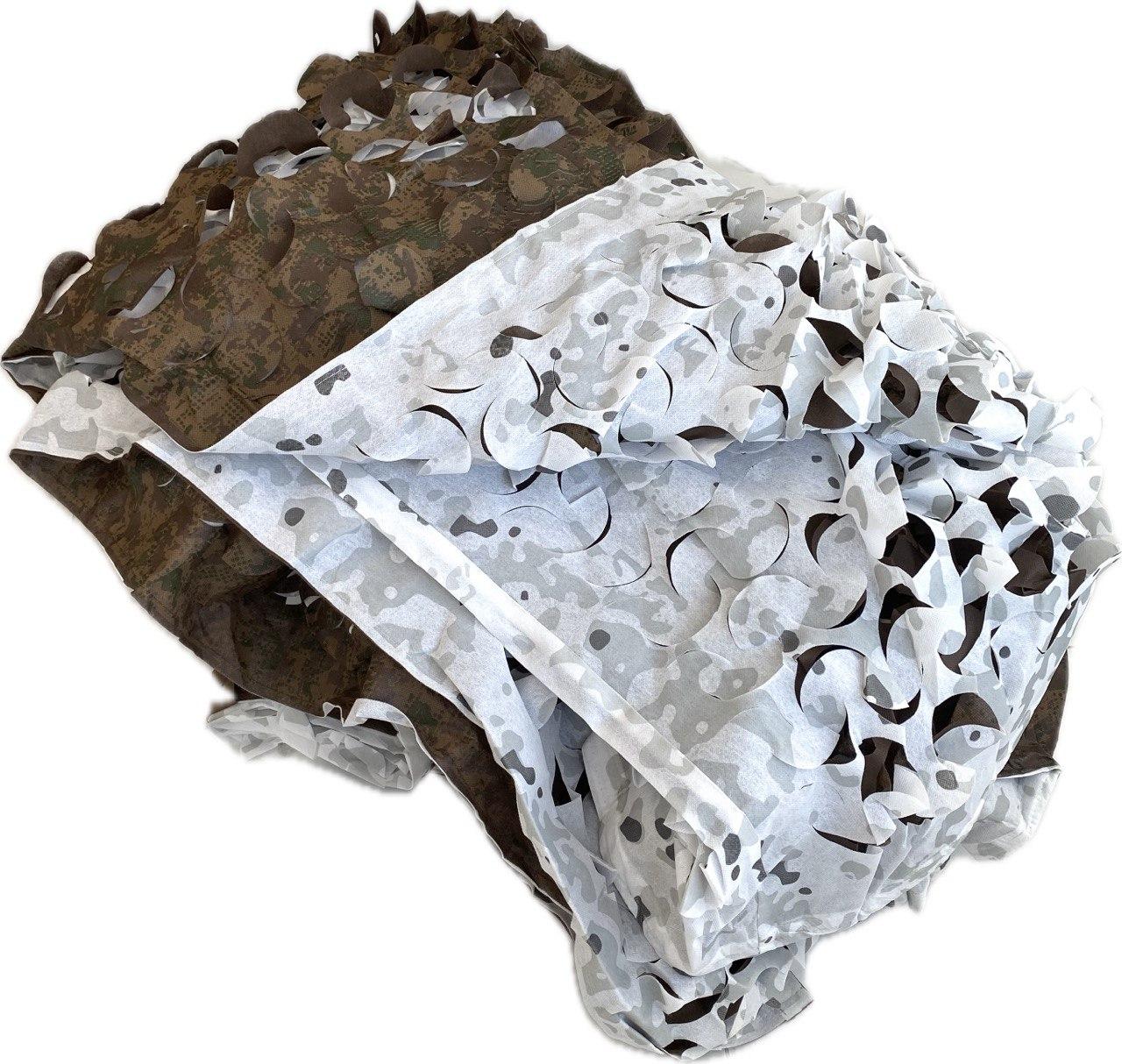 Маскувальна сітка двостороння подвійна біла з коричневим "Зима №1 / Осінь №2", фото 1