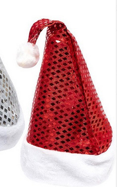 Новорічна шапка Діда Мороза блищата, фото 1