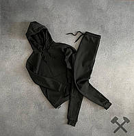 Теплий чоловічий спортивний костюм на флісі фабричний Туреччина зимовий чорний