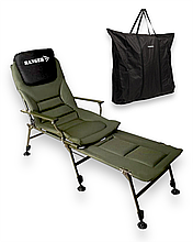 Коропове крісло-ліжко Ranger Carp SL-112 до 140 кг з чохлом, зелений