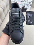 Кросівки чоловічі шкіряні чорного кольору з об'ємним лого, фото 2