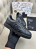 Кросівки чоловічі шкіряні чорного кольору з об'ємним лого, фото 8