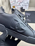 Кросівки чоловічі шкіряні чорного кольору з об'ємним лого, фото 7