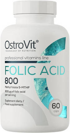 Фолієва кислота OstroVit Folic Acid 800 mg 60 caps, фото 1