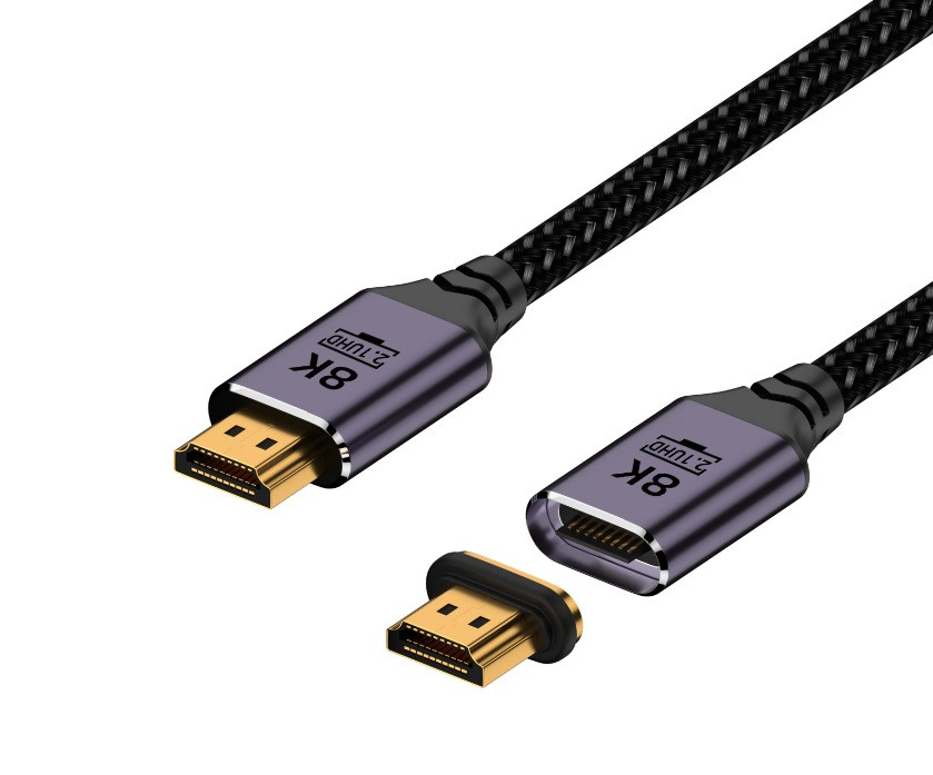 HDMI-HDMI кабель UltraHD 2.1 із магнітним конектором 8K 60HZ 4K 120HZ High-Speed двоспрямований плетений швидкісний
