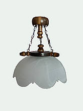 Світильник із натурального дерева на 1 білий плафон