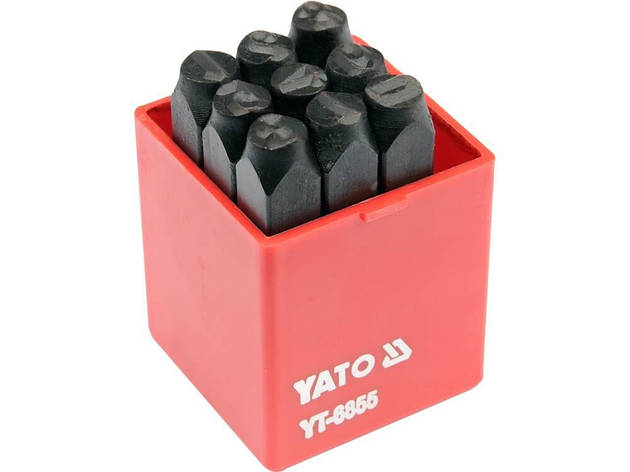 Клейма цифрові для металу YATO YT-6855, кпл. 9 шт., h-8 мм, фото 1