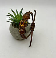 Браслет шамбала з бурштину, чоловічий браслет шамбала з бурштину