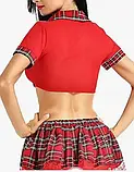 Ігровий жіночий костюм для дорослих ігор з міні спідницею та прозорим топом на зав'язці, фото 2