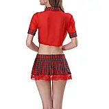 Ігровий жіночий костюм для дорослих ігор з міні спідницею та прозорим топом на зав'язці, фото 5