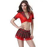 Ігровий жіночий костюм для дорослих ігор з міні спідницею та прозорим топом на зав'язці, фото 7