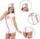 Ігровий стрейчевий костюм медсестри, халат, шапочка та стрінги, фото 5