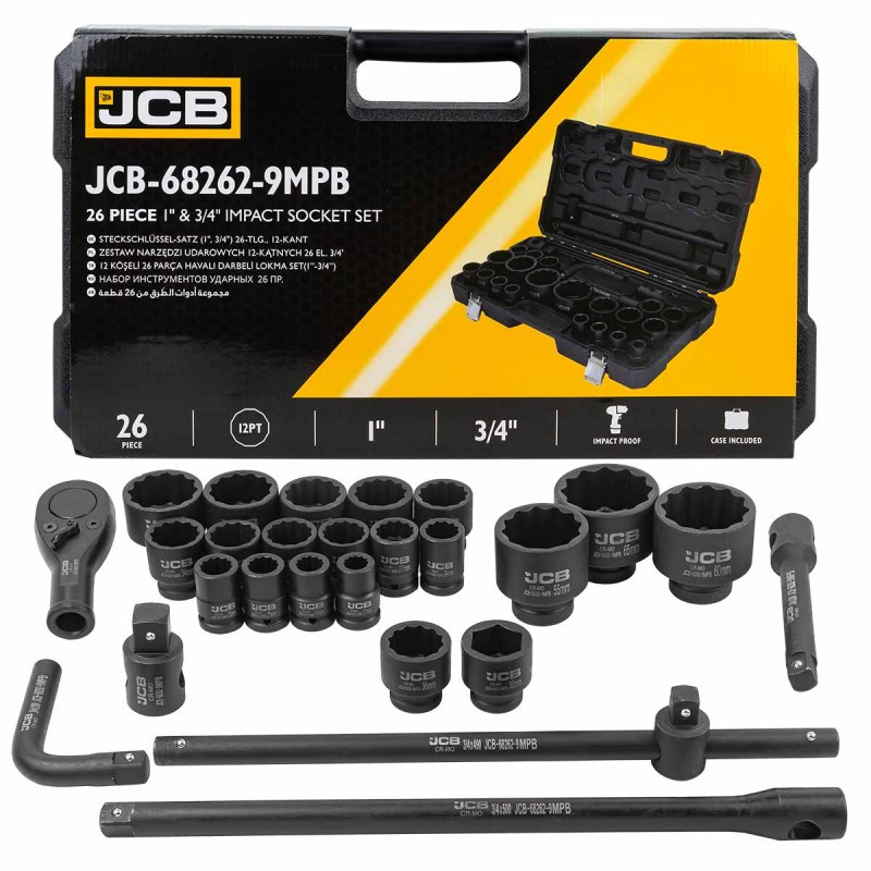 Набір інструментів ударних 26 од. 3/4", 1" (12гр.) JCB Tools JCB-68262-9MPB