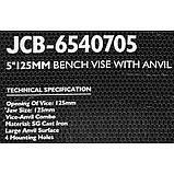 Лещата сталеві з ковадлом 5"-125 мм. JCB Tools JCB-6540705, фото 6