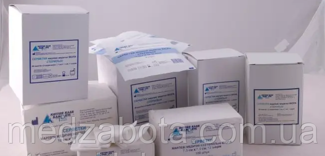 Серветки марлеві медичні нестерильні 10*10 см 8 шарів 100 штук, фото 1