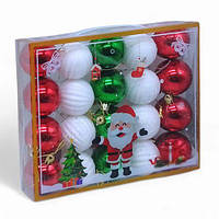 Новорічні прикраси іграшки на ялинку 20 штук, кульки, D=4,5 см, у слюді