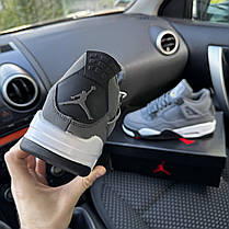 Чоловічі зимові кросівки Nike Air Jordan 4 Retro Grey White winter fur Найк Аір Джордан 4 сірі шкіра з хутром, фото 5