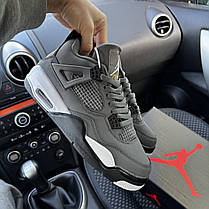 Чоловічі зимові кросівки Nike Air Jordan 4 Retro Grey White winter fur Найк Аір Джордан 4 сірі шкіра з хутром, фото 4