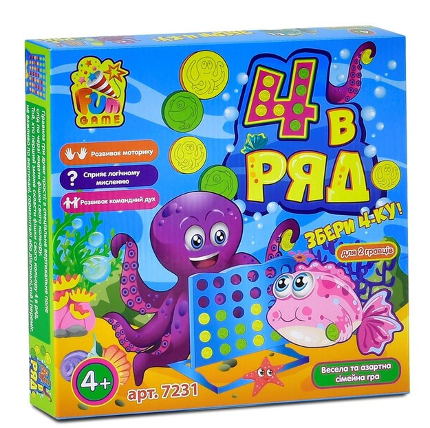 Настільна гра на логіку "4 в Ряд" від Fun Game (укр)