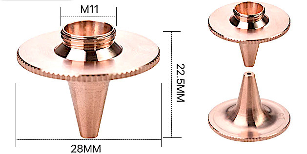 Одинарне сопло 2mm HSG Tube, D28, H22.5мм M11 Precitec