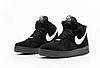 Чоловічі зимові кросівки Nike Air Force Winter Total Black High Найк Аір Форс чорні з білим замшеві з хутром високі, фото 3