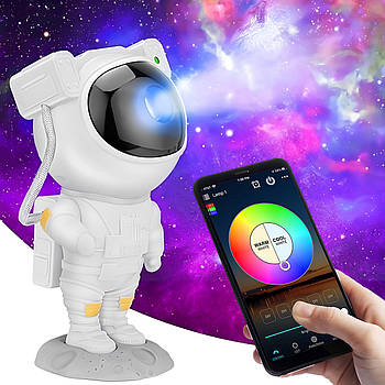 Лазерний нічник-проектор, керування телефоном, з USB, Астронавт / Нічник зоряне небо / Проектор астронавт