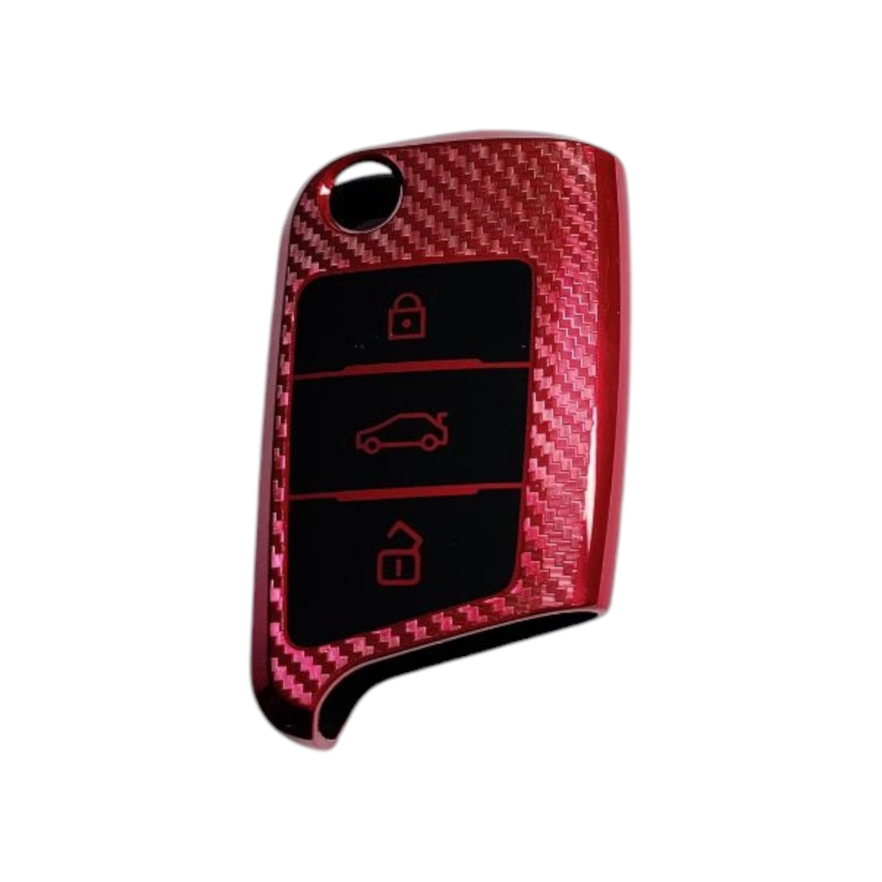 Чохол для ключа Skoda, червоний карбон, фото 1
