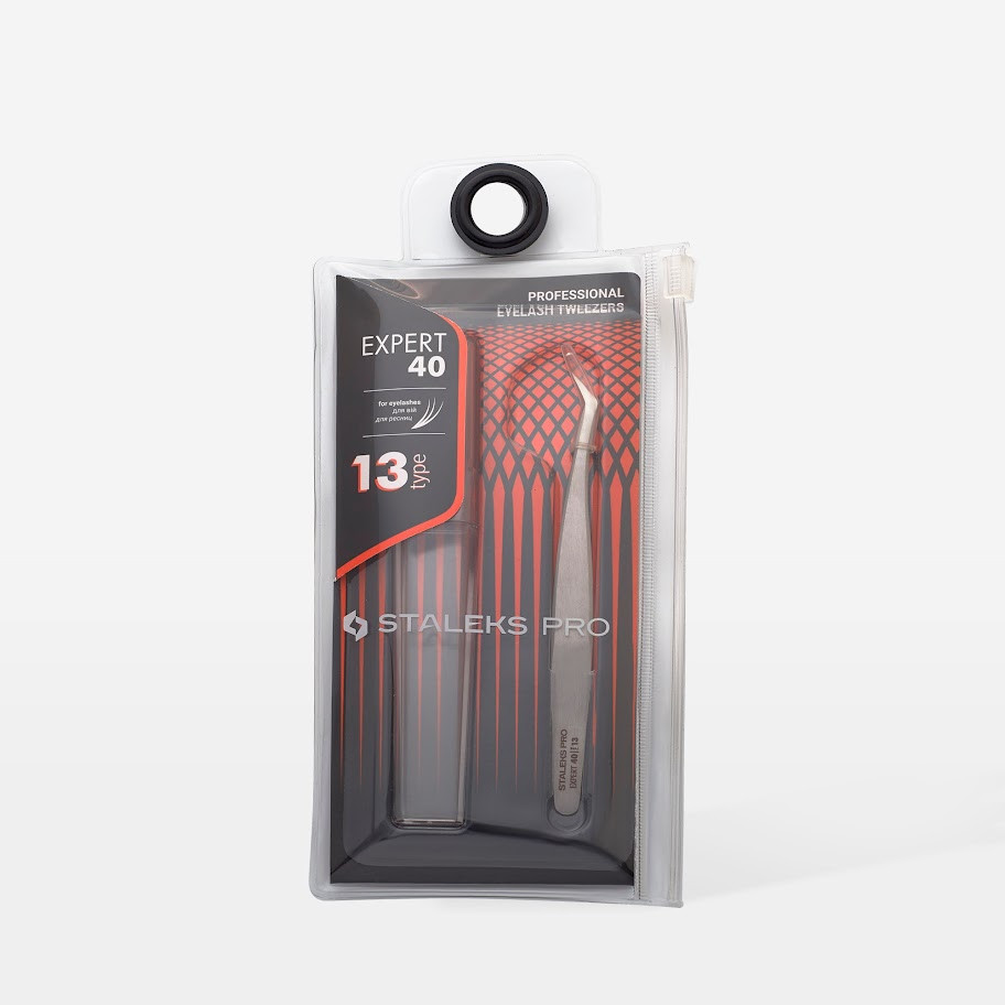 Staleks Pro Expert 40 Type 13 - професійний пінцет (L-подібний, 40°) для вій з нержавіючої сталі, фото 1