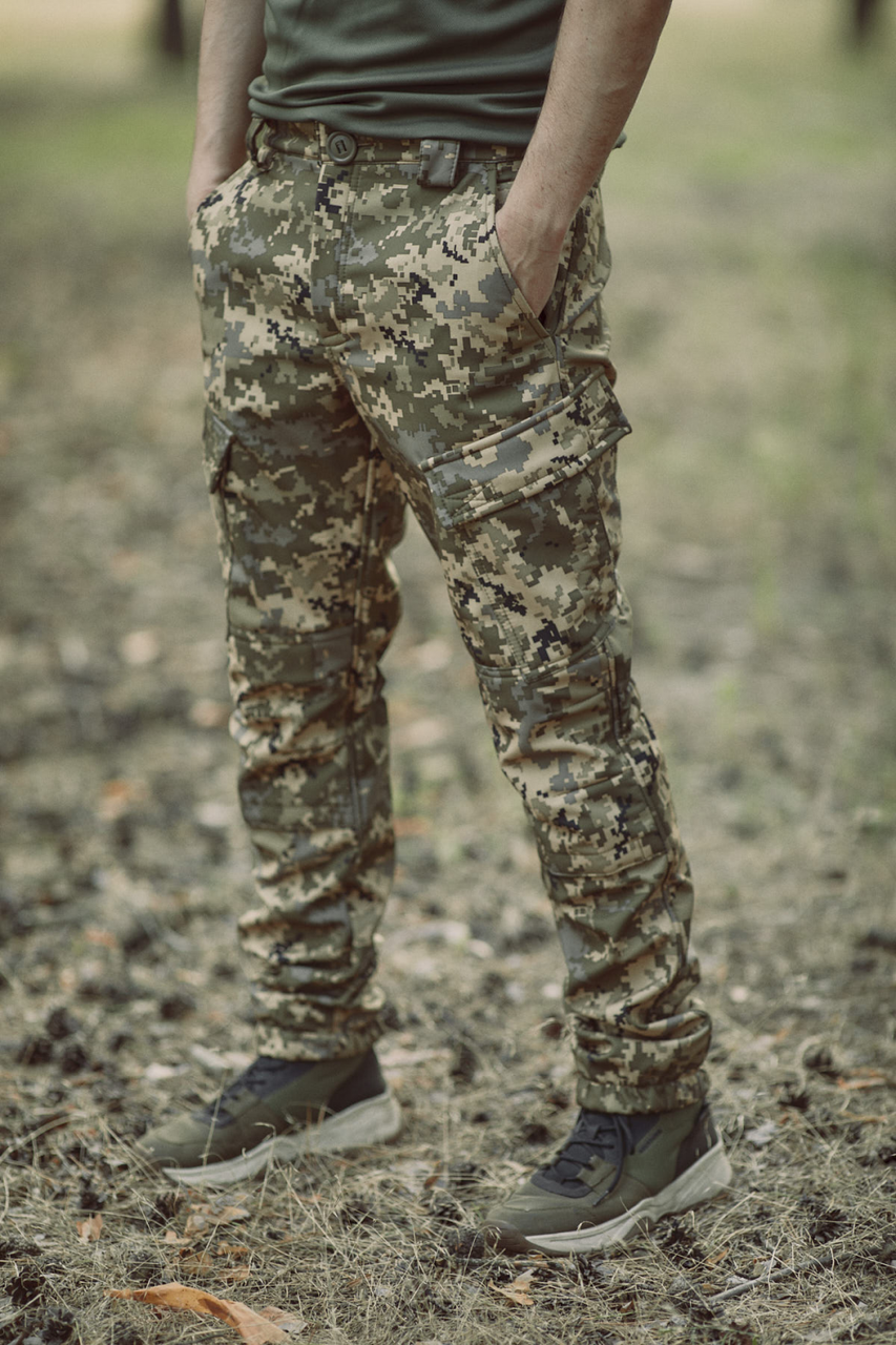 Штани тактичні зимові р.52 пиксель Soft Shell + фліс / військові штани зимові
