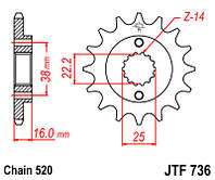 Звезда передняя JT JTF736.14