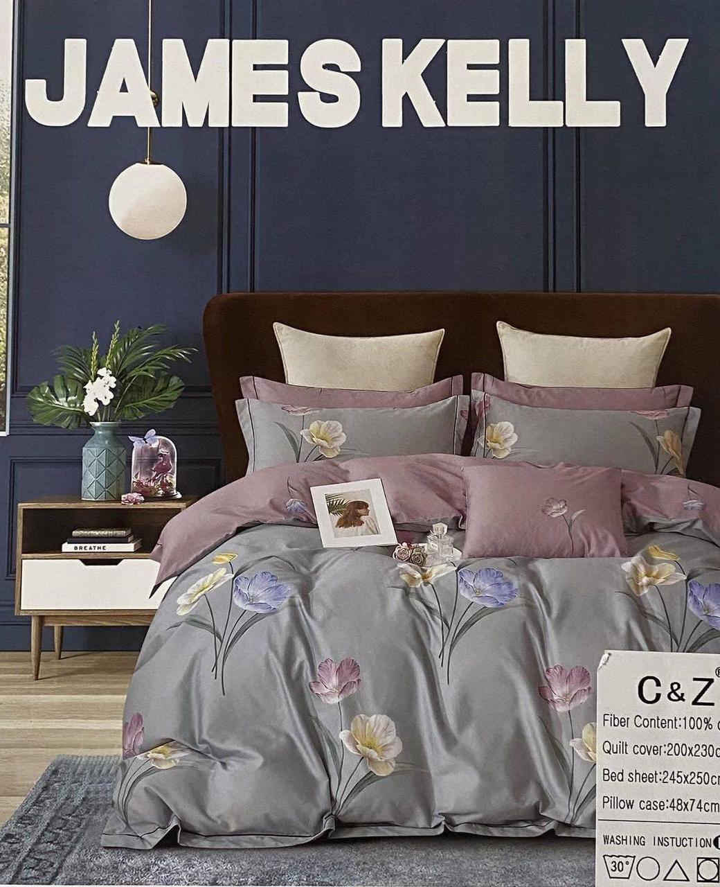 Комплект постільної білизни 200*230 блакитний з рожевим JAMES KELLY 23438