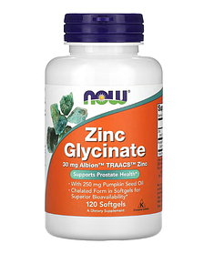 Цинк гліцинат Zinc Glycinate Now Foods 30 мг 120 капсул
