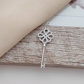 Срібний кулон ключик ажурний з білими фіанітами