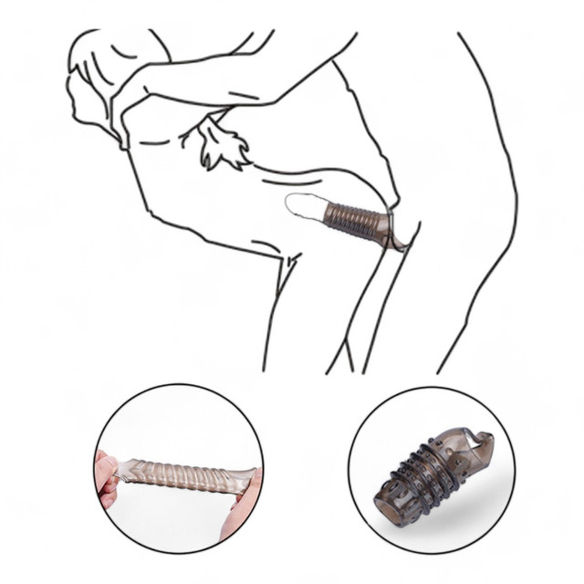 Насадка на пеніс рельєфна на мошонку з відкритою головкою з ребрами та точками для стимуляції Насадка на пеніс рельєфна на мошонку з відкритою головкою з ребрами та точками для стимуляції