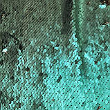 Відріз паєтки двосторонньої на трикотажу зелено-чорної 0,4м, фото 3