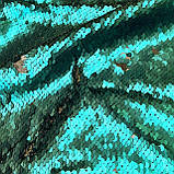 Відріз паєтки двосторонньої на трикотажу зелено-чорної 0,4м, фото 4