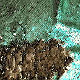 Відріз паєтки двосторонньої на трикотажу зелено-чорної 0,4м, фото 5