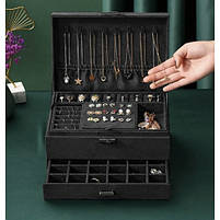 Скринька кейс органайзер для прикрас біжутерії Чорна, фото 6