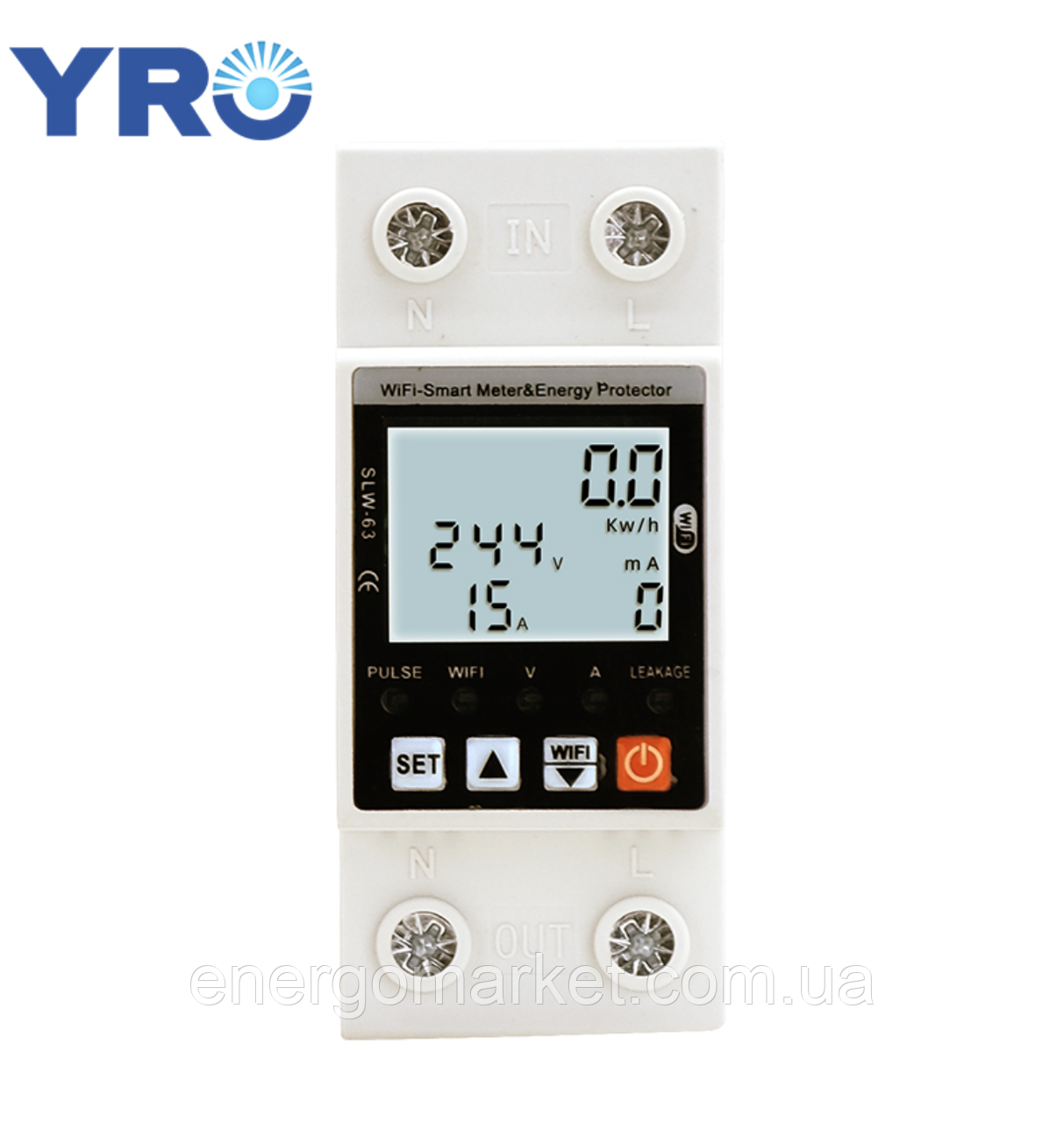 Реле напруги YRO Wi-Fi-Smart Meter & Energy Protector 63A (2P), фото 1