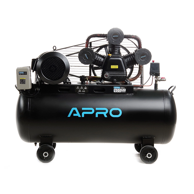 Компресор трьохциліндровий пасовий OFBD-200X 8Бар 7.5кВт 1050л/хв 200л 380В (2 крана) + Олива 1л APRO, фото 1