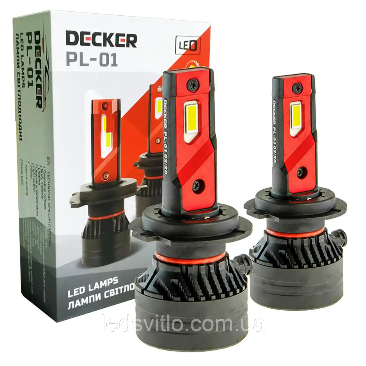 LED лампи автомобільні DECKER H7 12-24V (9-32V) 45W 10000Lm 5000K CANBUS (комплект 2шт)