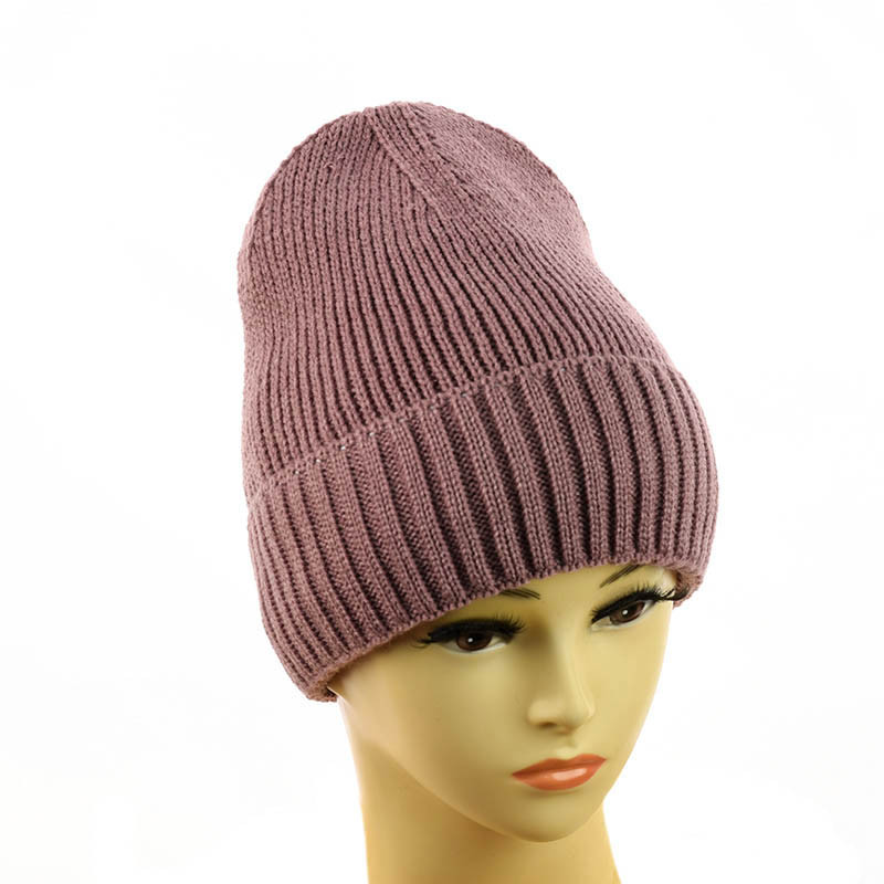 Зимова молодіжна шапка-біні "Софі" темна пудра