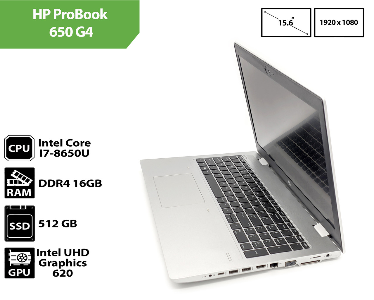Ноутбук HP ProBook 650 G4  (15.6"(1920x1080) / Intel Core I7-8650U / 16GB / SSD 512 GB), фото 1
