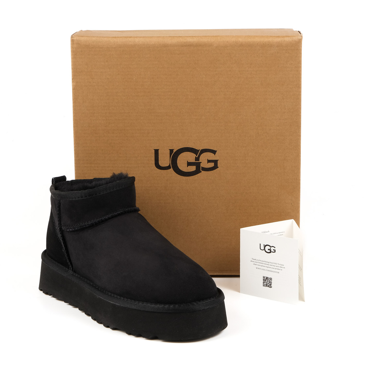 Жіночі уггі на платформі UGG W Classic Ultra Mini Black (Розміри: 37,38,39,40)