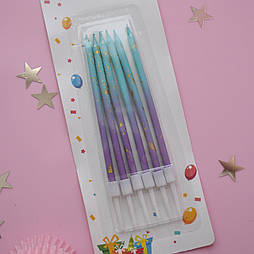 Свічки для торту прямі (фіолетово-бірюзові) 6 шт.