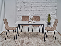 Обідній керамічний стіл TM-100 Vetro  олімпо вайт + чорний