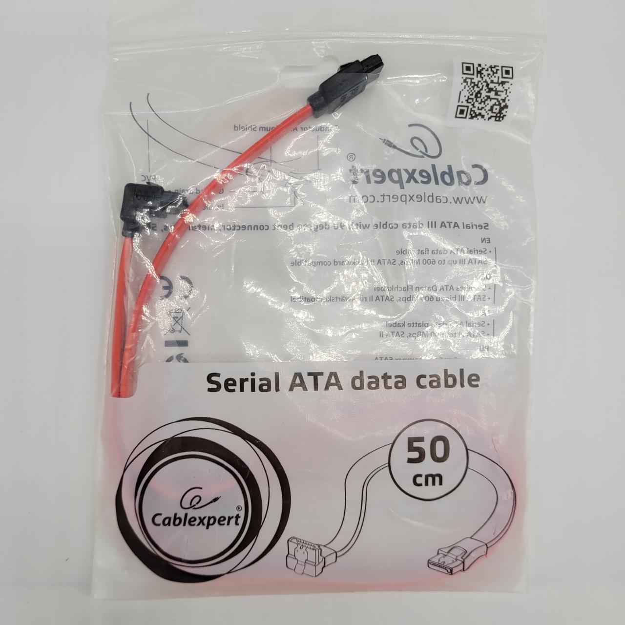 Кабель для передачі даних з кутовим роз'ємом SATA III 0.5m Cablexpert (CC-SATAM-DATA90)