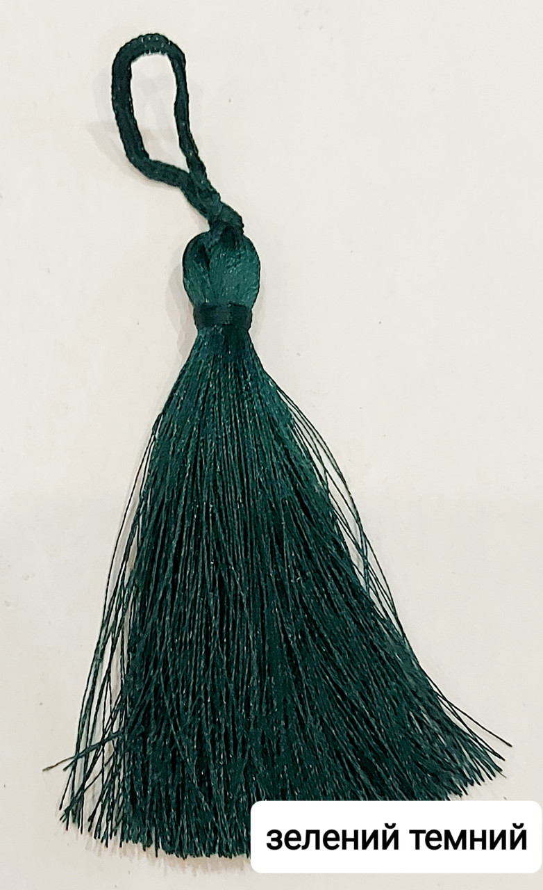 Пензлик Пензлик декоративний текстильний Кит'я шовк мала 7 см зелений темний
